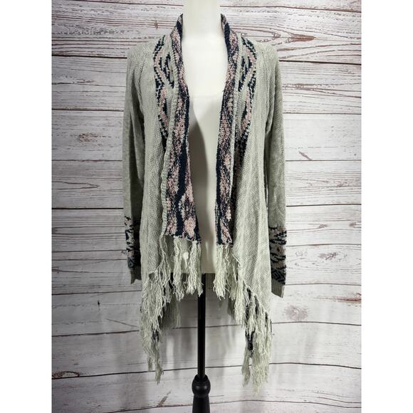 Double Zero Women's Knit Open Front Fringe Cardigan Size Medium - Picture 2 of 13